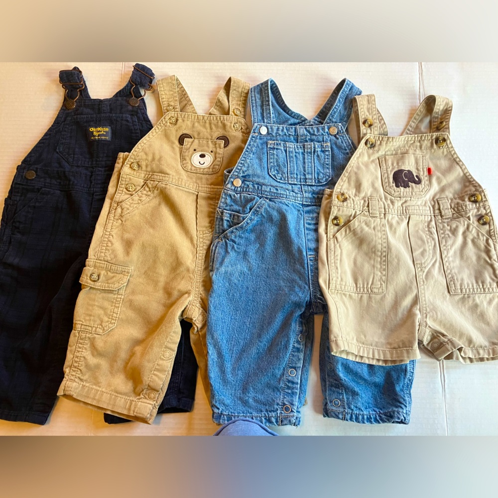 6 month old boys’ overalls - lot of 4 - Carter’s, Baby Place, Osh Kosh B’Gosh